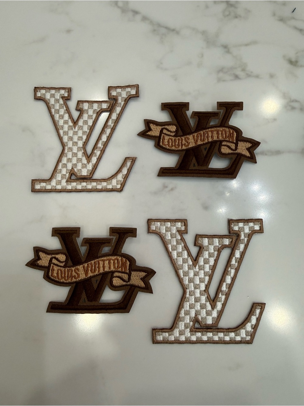 Beautiful Hand Crafted Brown & White Iron on Patches